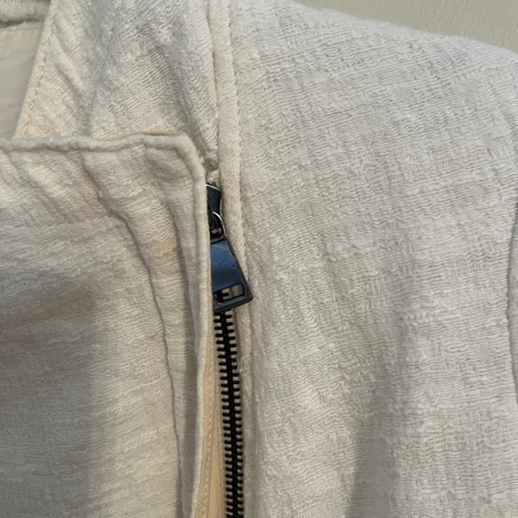 Vince White Frise Cotton Asymmetrical Zip Moto Jacket - Picture 8 of 10